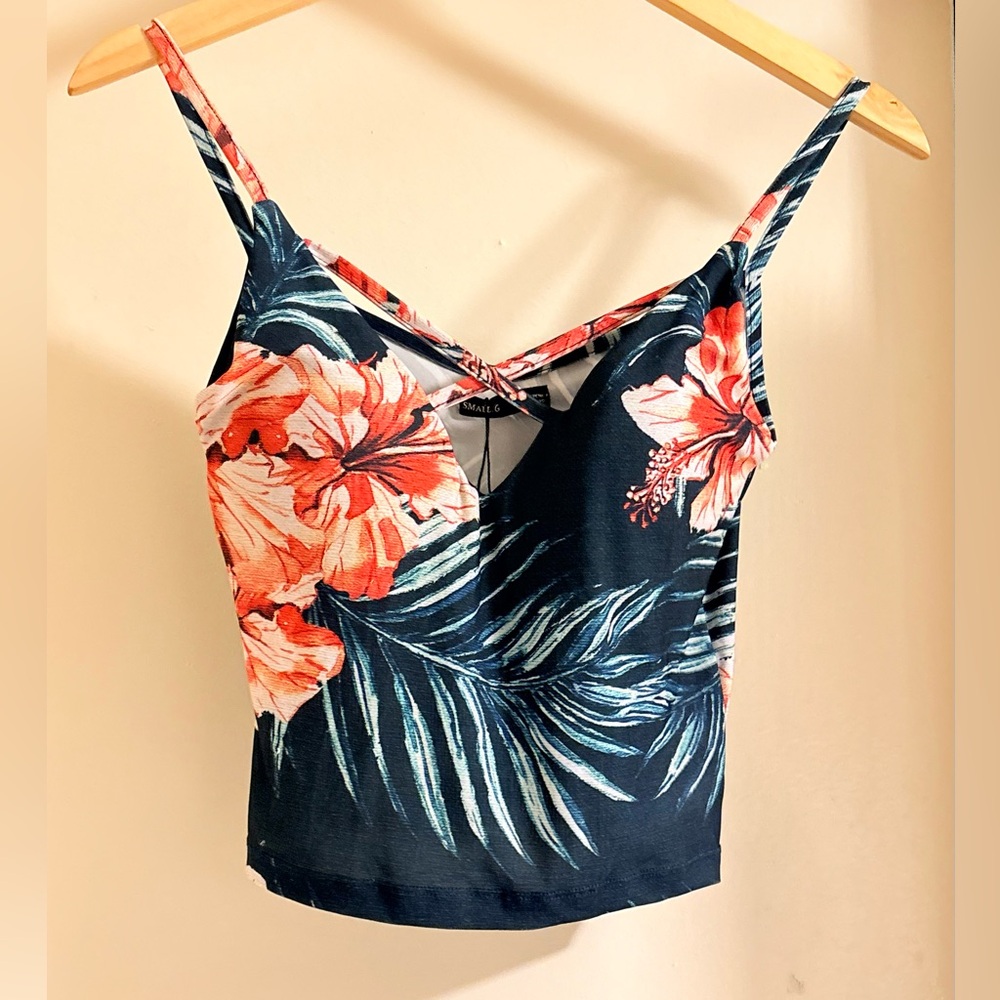 Floral Print Camisole in Navy and Coral